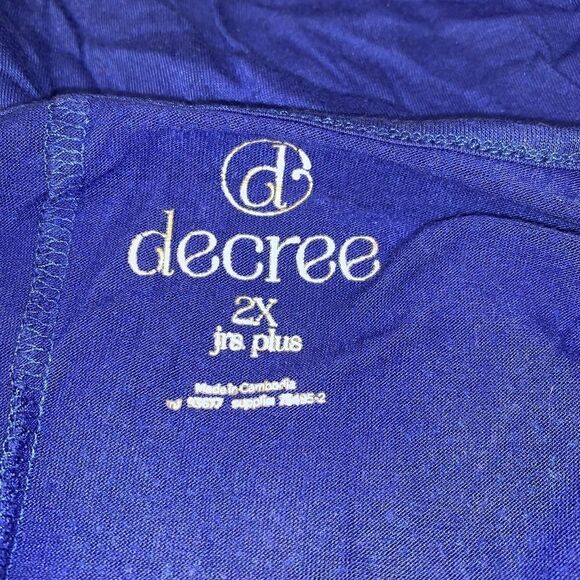 Decree blue plus size V neck short sleeve top - Picture 2 of 7